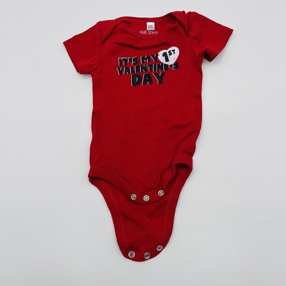 Okie Dokie Unisex Baby 3 Months First Valentines Day Short Sleeve Bodysuit 1610
